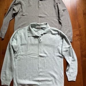 3 button men’s size L sweater. Both made in Italy. Very good condition, no fuzz.